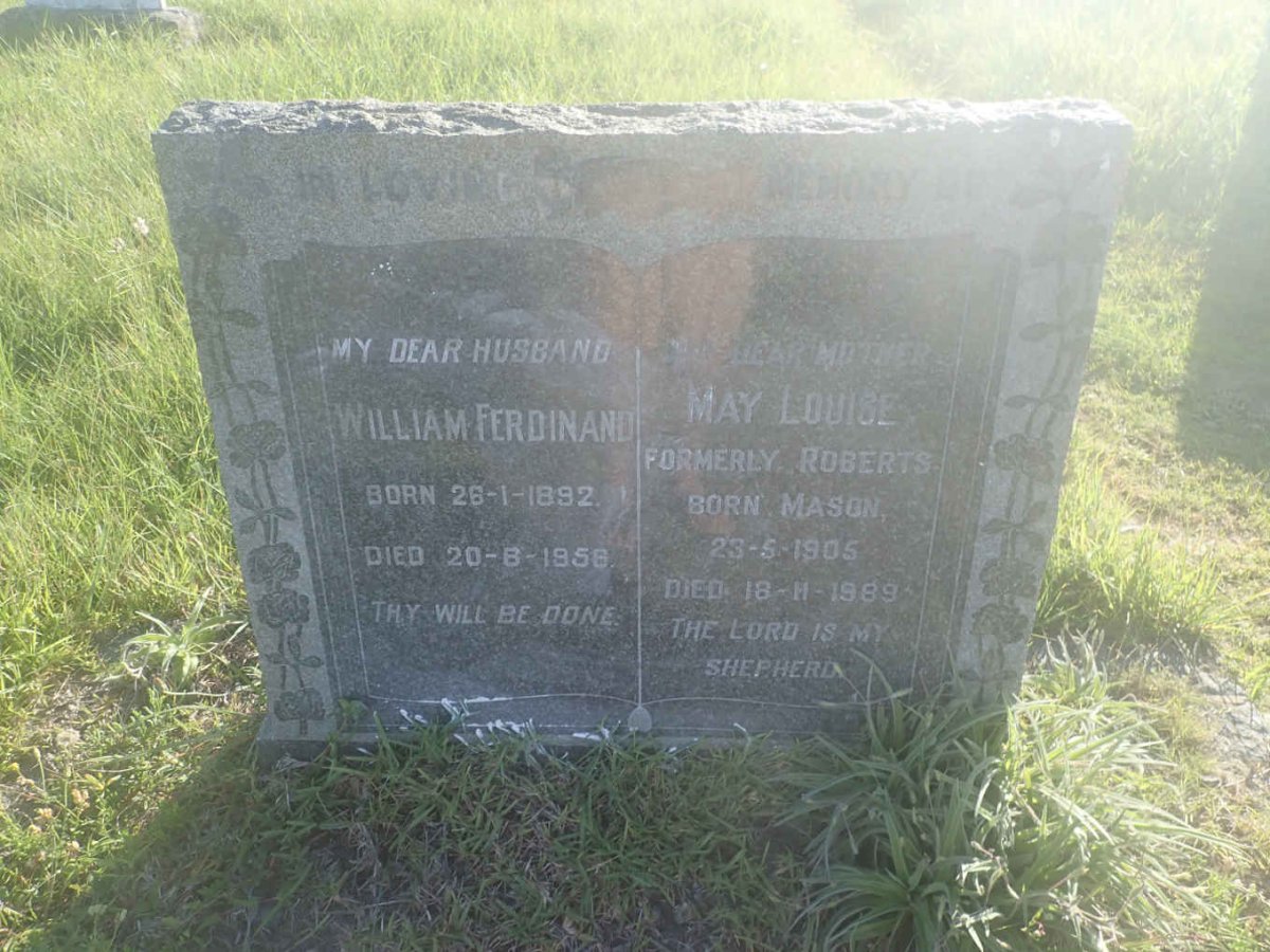 ROBERTS William Ferdinand 1892-1956 :: ? May Louise formerly ROBERTS nee MASON 1905-1989