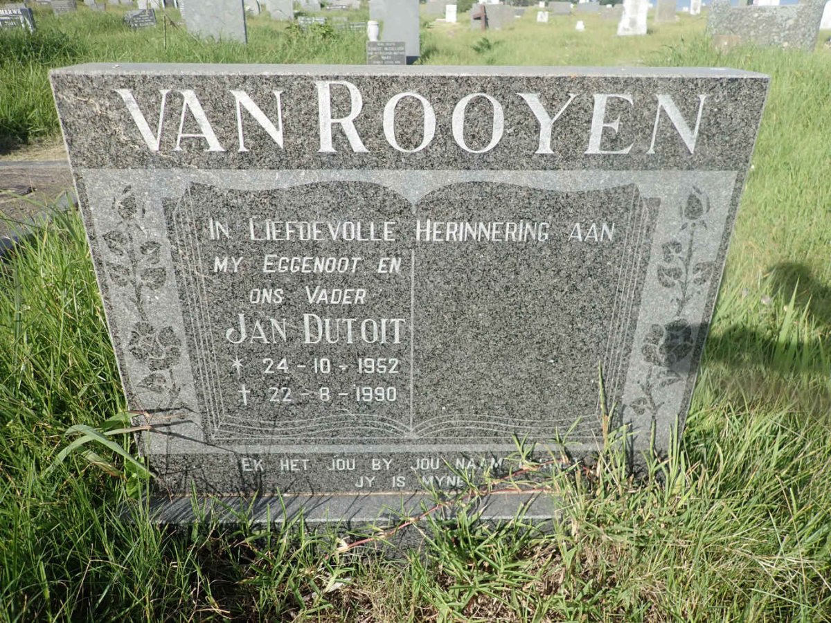 ROOYEN Jan du Toit, van 1952-1990