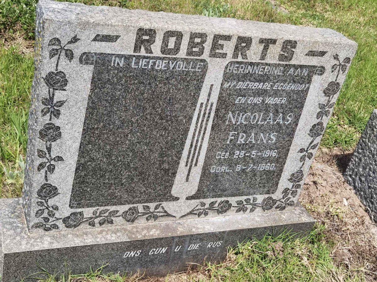ROBERTS Nicolaas Frans 1916-1960