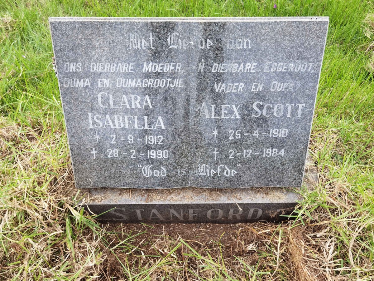 STANFORD Alex Scott 1910-1984 &amp; Clara Isabella 1912-1990