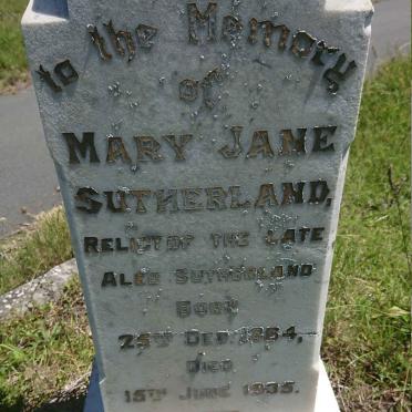 SUTHERLAND Mary Jane 1864-1935