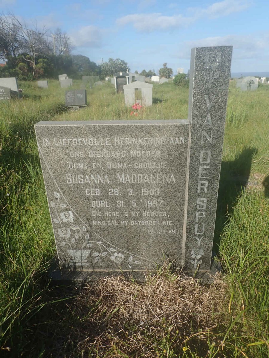 SPUY Susanna Magdalena, van der 1903-1997