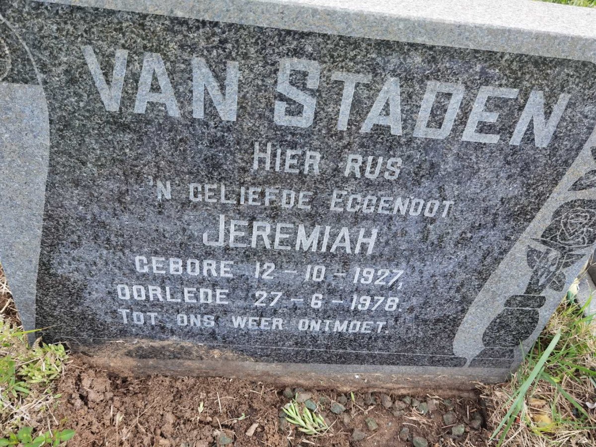 STADEN Jeremiah, van 1927-1978