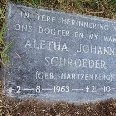 SCHROEDER Aletha Johanna nee HARTZENBERG 1963-1989