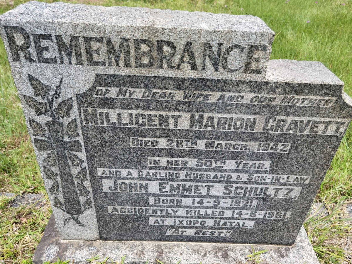 SCHULTZ John Emmet 1921-1961 ::  GRAVETT Millicent Marion -1942