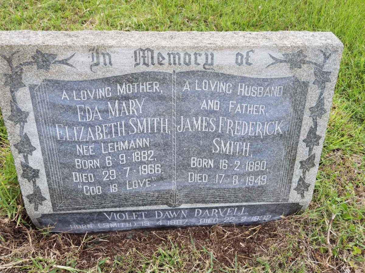 SMITH James Frederick 1880-1949 &amp; Eda Mary Elizabeth LEHMANN 1882-1966 :: DARVELL Violet Dawn nee SMITH 1907-1932