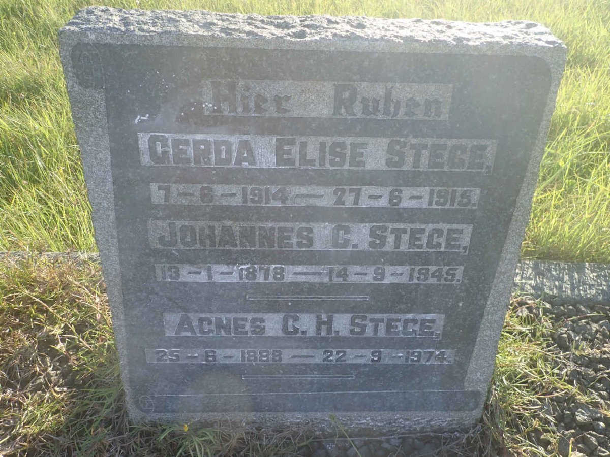 STEGE Johannes C. 1878-1945 &amp; Agnes C.H. 1888-1974 :: STEGE Gerda Elise 1914-1915