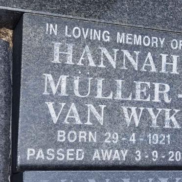WYK Hannah, MULLER van 1921-2010