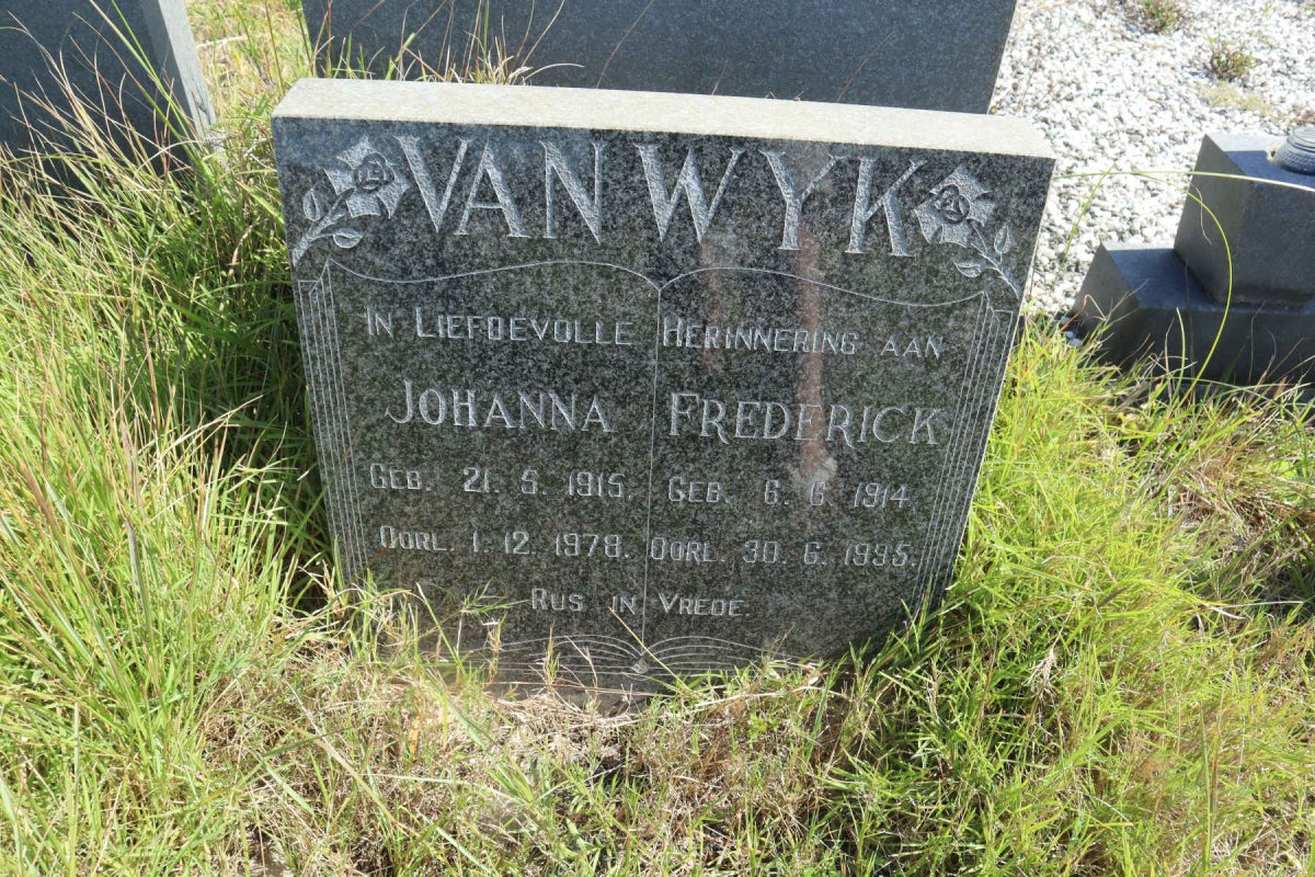 WYK Frederick, van 1914-1995 &amp; Johanna 1915-1978