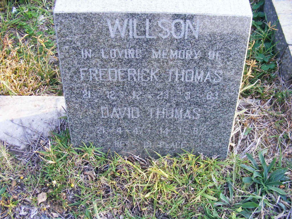 WILLSON Frederick Thomas 1912-1983 :: WILLSON David Thomas 1947-1987