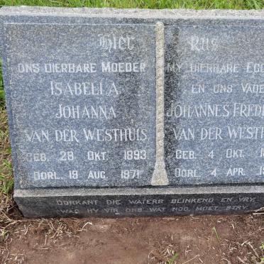 WESTHUIS Johannes Frederick, van der 1888-1957 &amp; Isabella Johanna 1893-1971