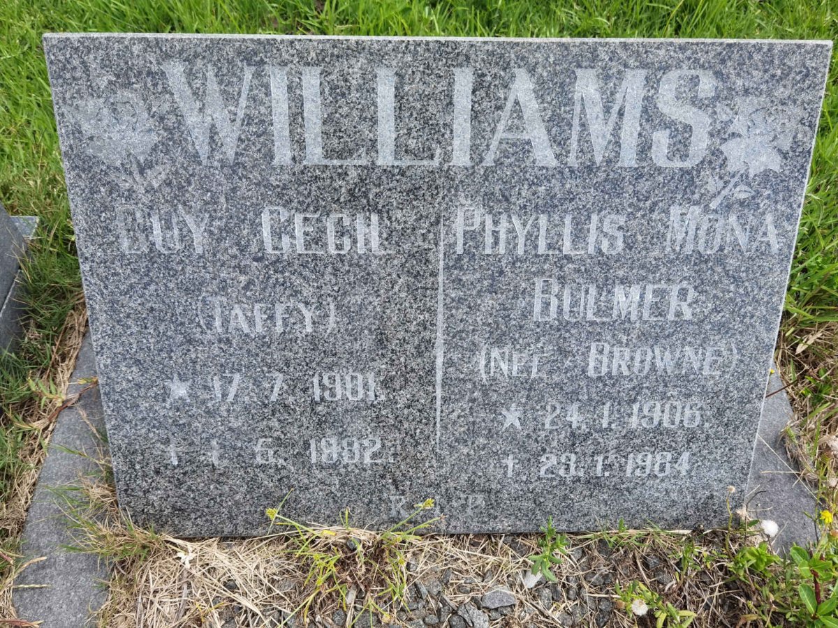 WILLIAMS Guy Cecil 1901-1982 &amp; Phyllis Mona Bulmer BROWNE 1906-1984