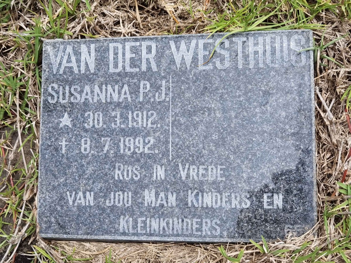 WESTHUIS Susanna P.J., van der 1912-1992