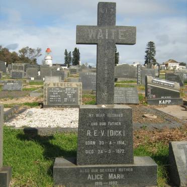 WAITE R.E.V. 1914-1972 &amp; Alice Marie 1916-1982