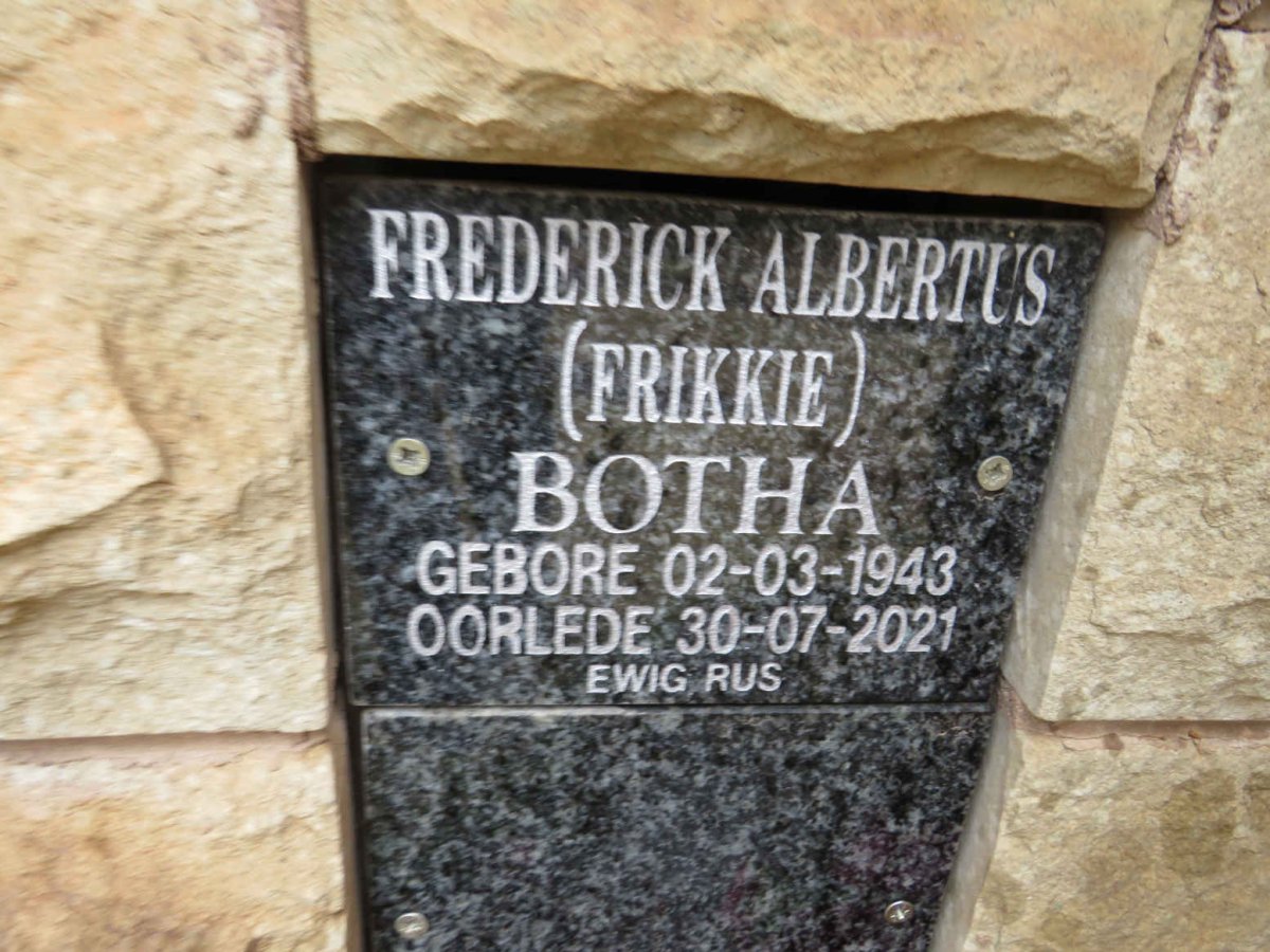 BOTHA Frederick Albertus 1943-2021