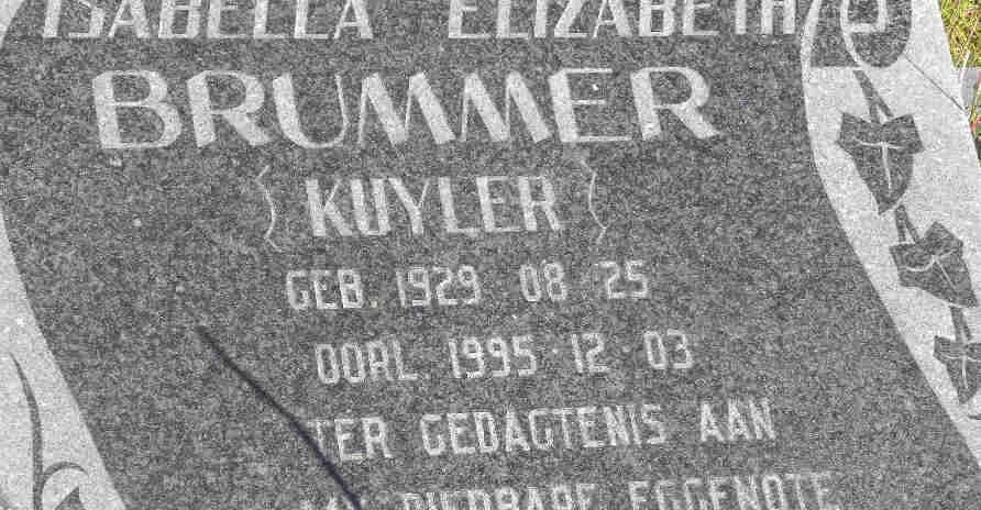 BRUMMER Isabella Elizabeth nee KUYLER 1929-1995