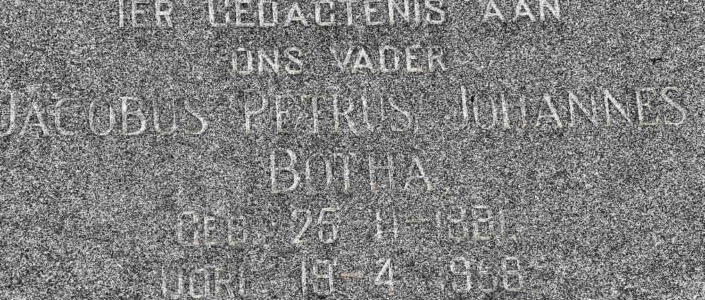 BOTHA Jacobus Petrus Johannes 1881-1958