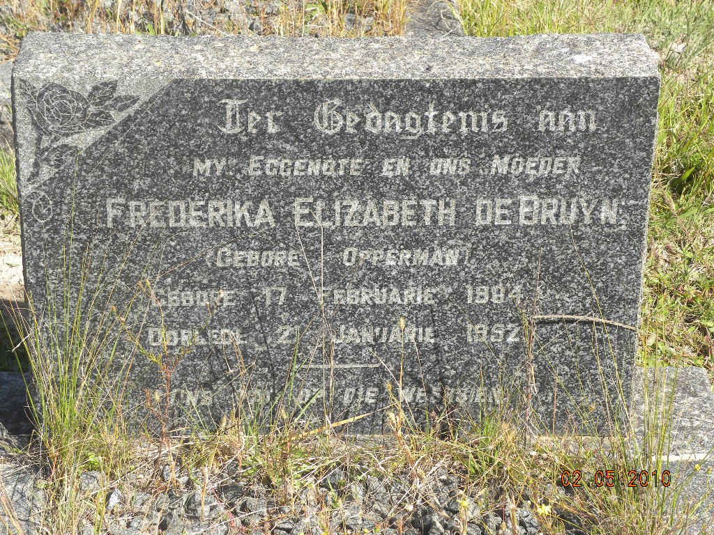 BRUYN Frederika Elizabeth, de nee OPPERMAN 1894-1952