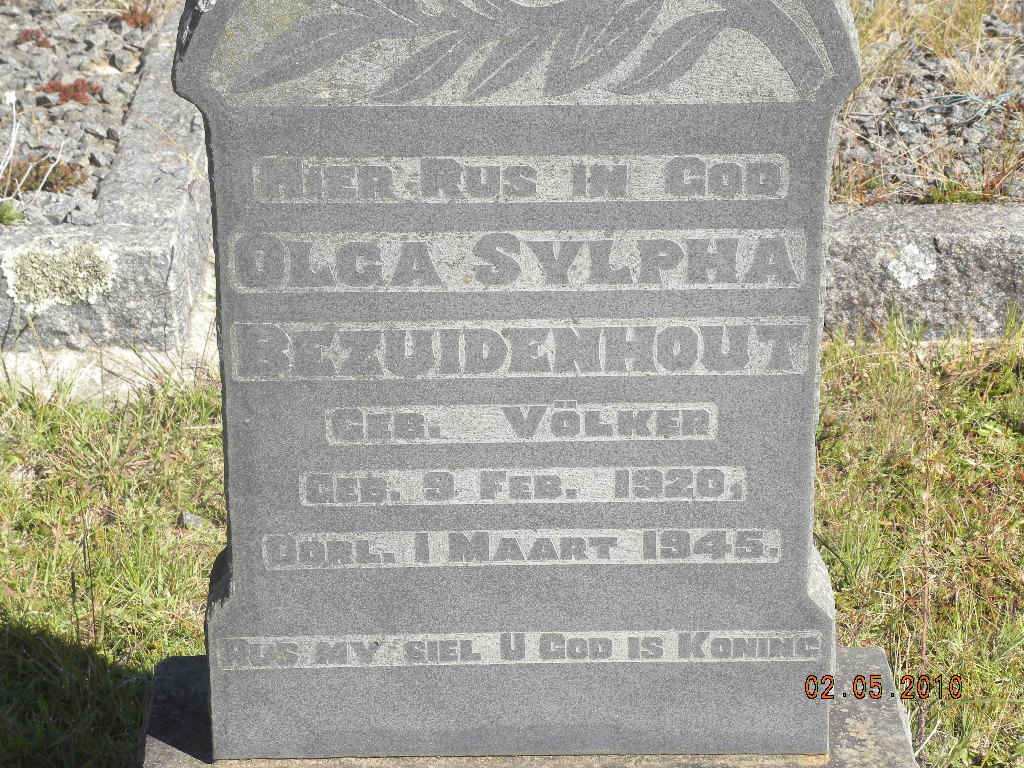 BEZUIDENHOUT Olga Sylpha nee VÖLKER 1920-1945