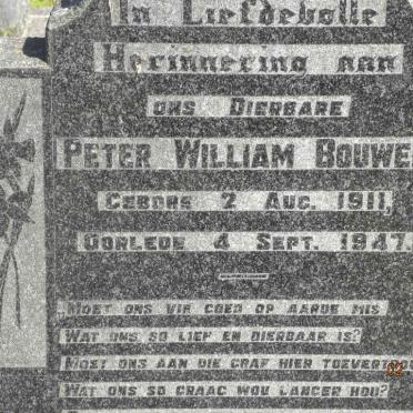 BOUWER Peter William 1911-1947