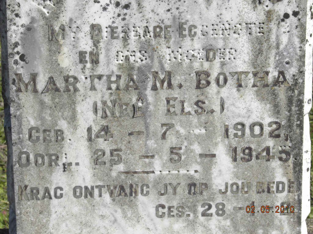 BOTHA Martha M. nee ELS 1902-1945