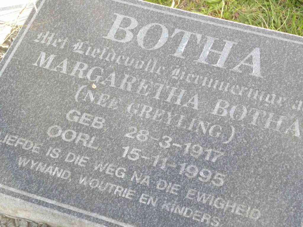 BOTHA Margaretha nee GREYLING 1917-1995