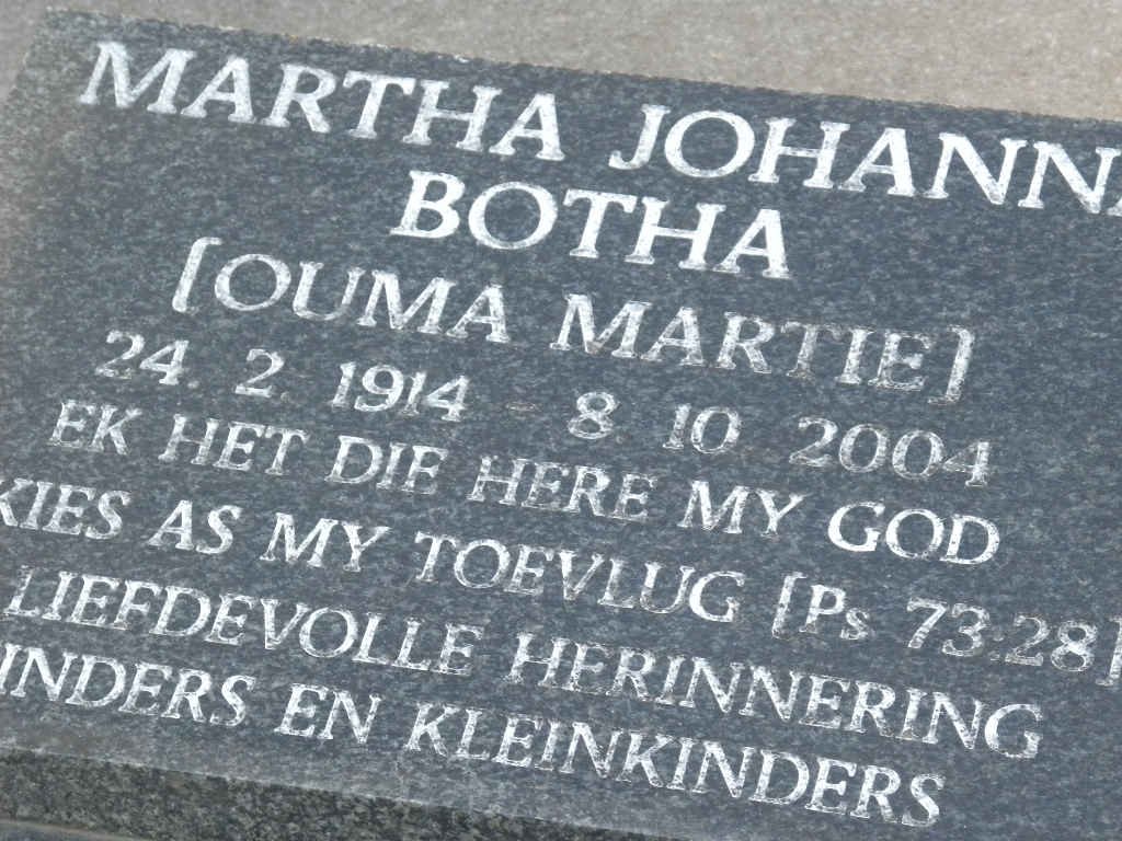BOTHA Martha Johanna 1914-2004