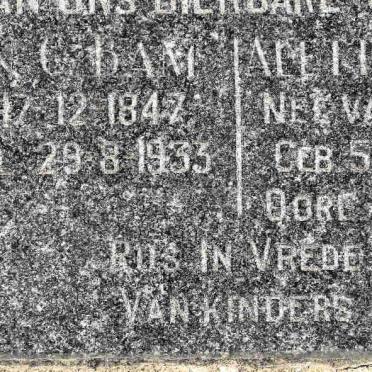 BAM Jan C. 1847-1933 &amp; Aletta S.F. VAN STADEN 1951-?