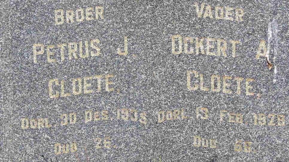 CLOETE Ockert A. -1928 :: CLOETE Petrus J. -1935