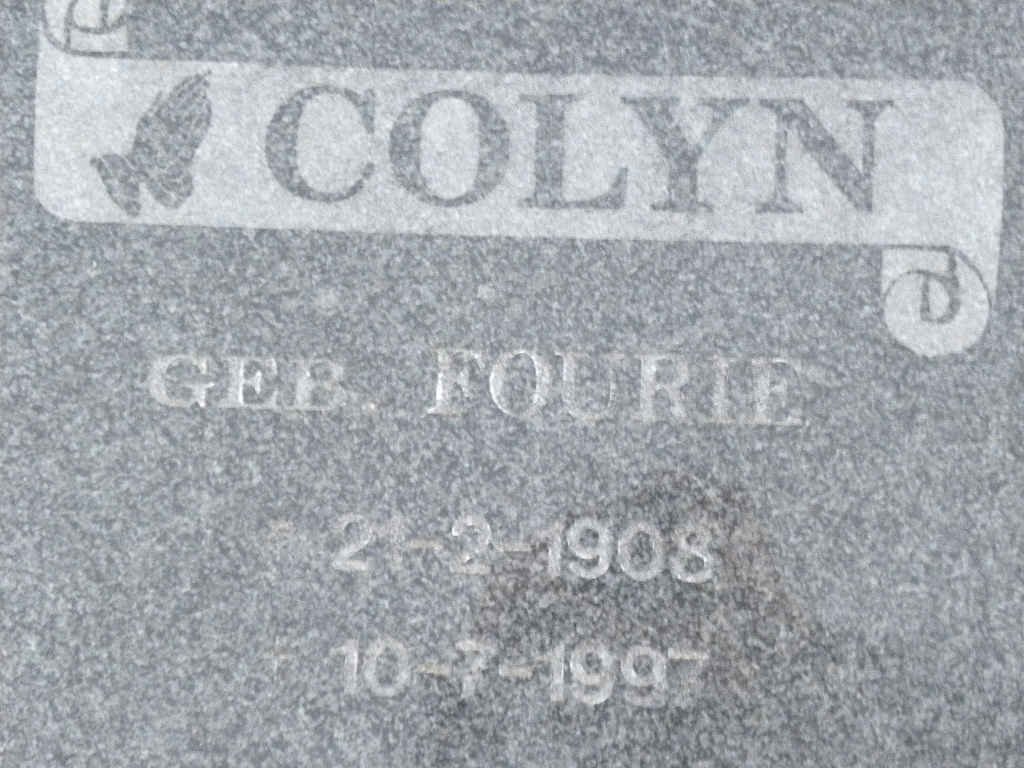 COLYN nee FOURIE 1908-1997