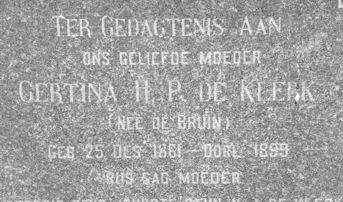 KLERK Gertina H.P., de nee DE BRUIN 1861-1899