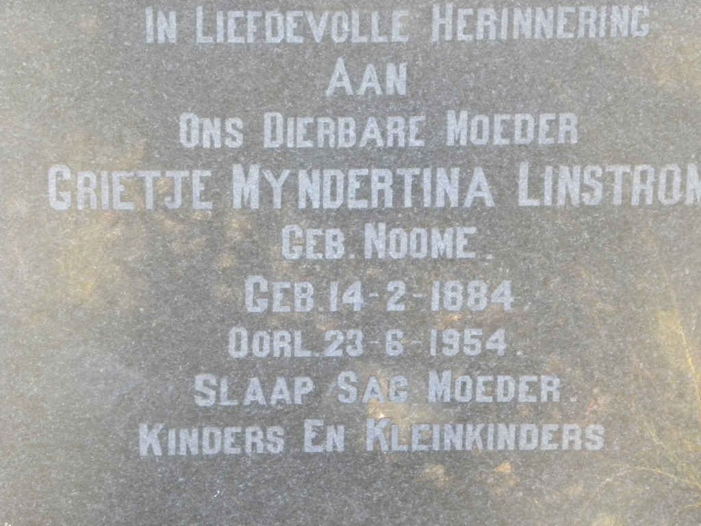 LINSTROM Grietje Myndertina nee NOOME 1884-1954