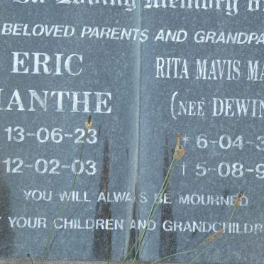 MANTHE Eric 1923-2003 &amp; Rita Mavis DEWING 1934-1996