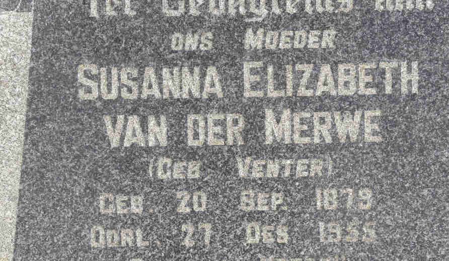 MERWE Susanna Elizabeth, van der nee VENTER 1879-1955