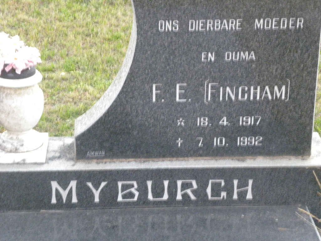 MYBURGH F.E. nee FINCHAM 1917-1992