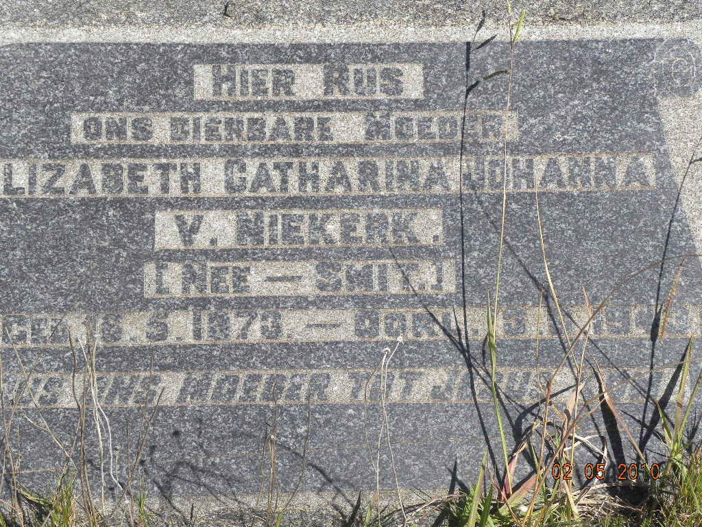 NIEKERK Elizabeth Catharina Johanna, v. nee SMIT 1873-19?3