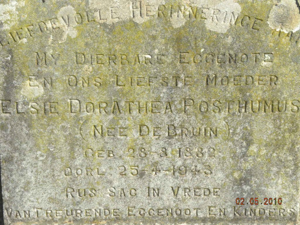 POSTHUMUS Elsie Dorathea nee DE BRUIN 1882-1943