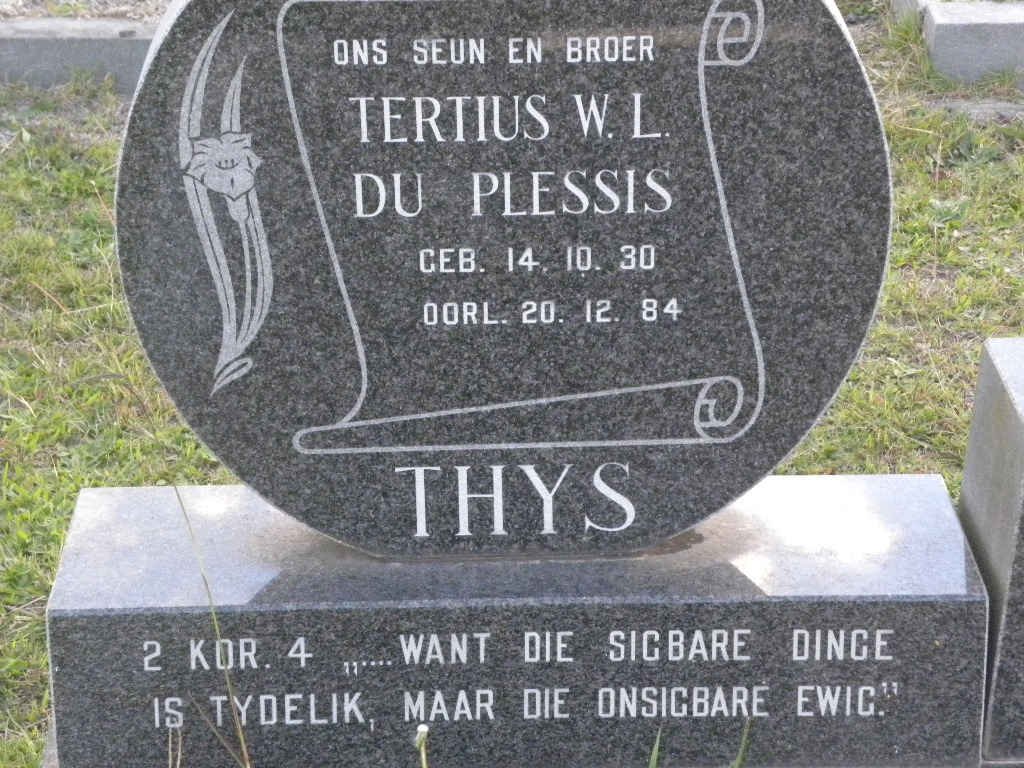 PLESSIS Tersius W.L., du 1930-1984