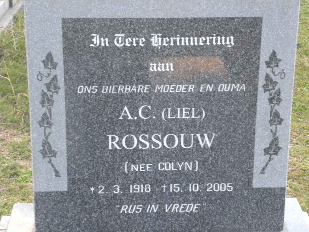 ROSSOUW A.C. nee COLYN 1918-2005