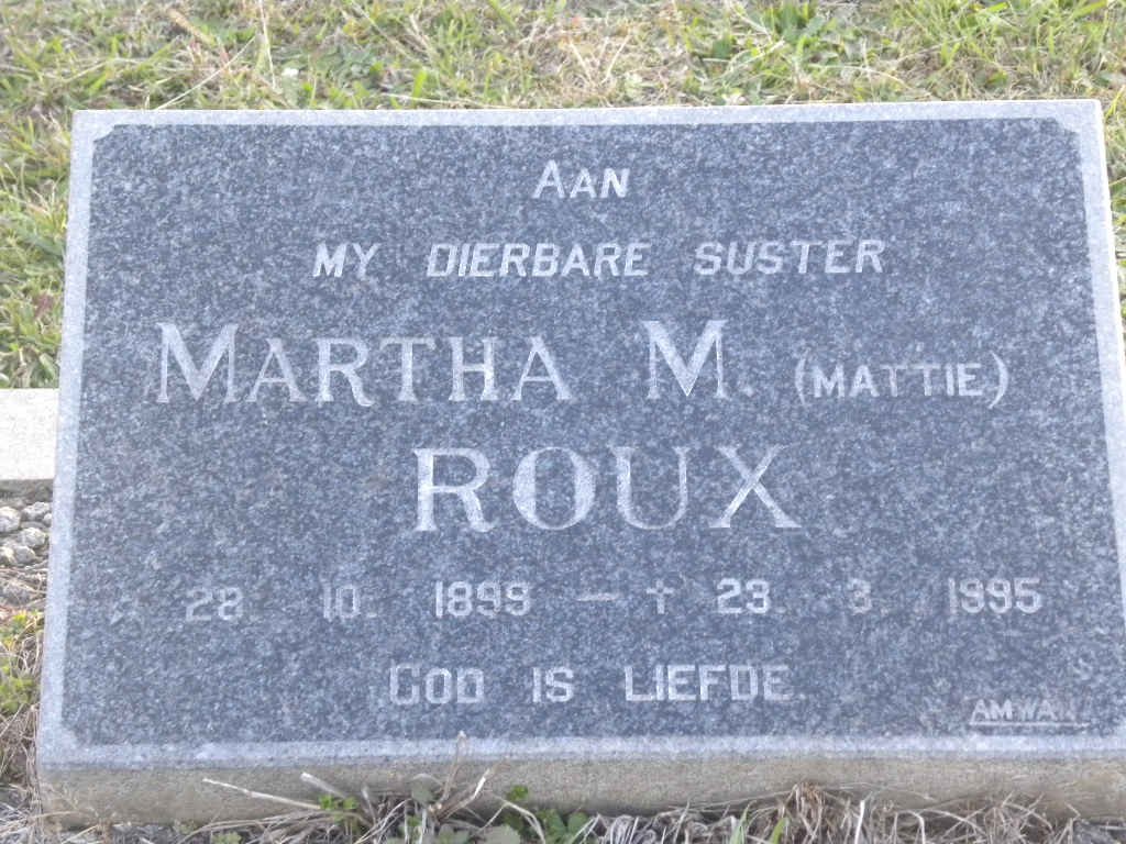 ROUX Martha M. 1899-1995