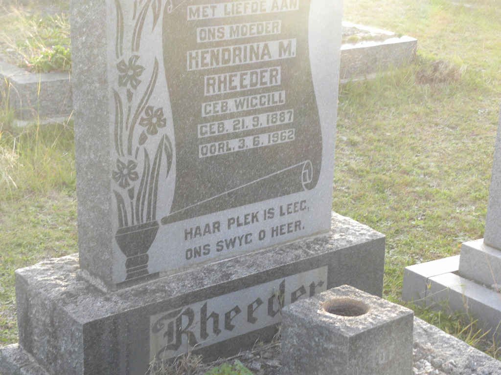 RHEEDER Hendrina M. nee WIGGIL 1887-1962