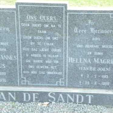 SANDT Francois Johannes Gerhardus, van de 1900-1975 &amp; Helena Magrieta VAN BILJOEN 1913-1988