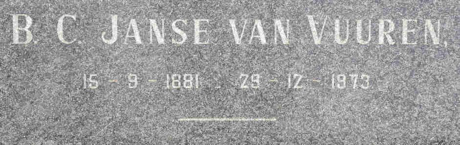 VUUREN B.C., Janse van 1881-1973