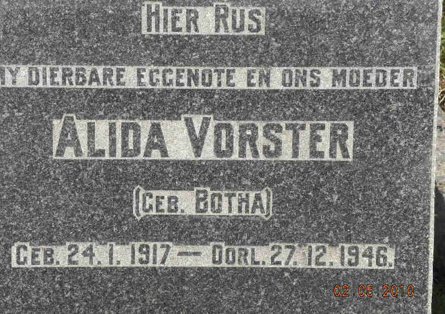 VORSTER Alida nee BOTHA 1917-1946