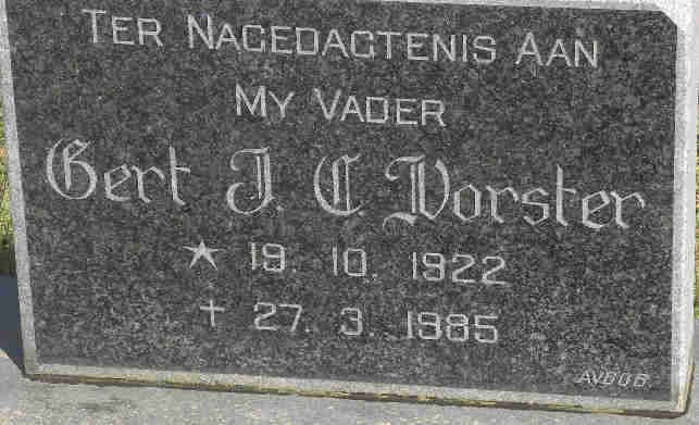 VORSTER Gert J.C. 1922-1985
