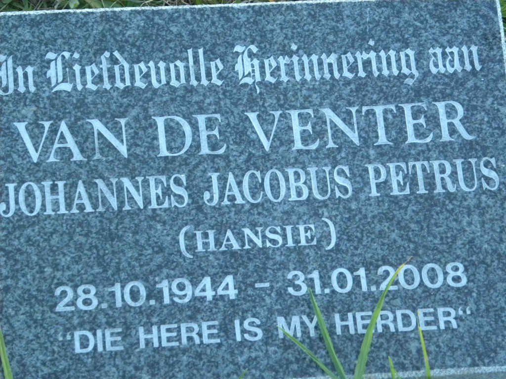 VENTER Johannes Jacobus Petrus, van de 1944-2008