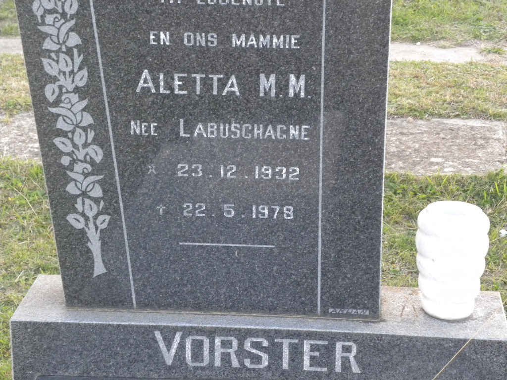 VORSTER Aletta M.M. nee LABUSCAGNE 1932-1978