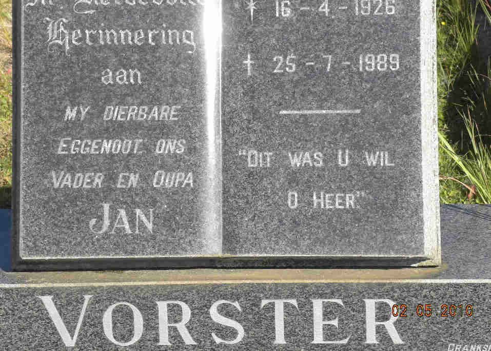 VORSTER Jan 1926-1989