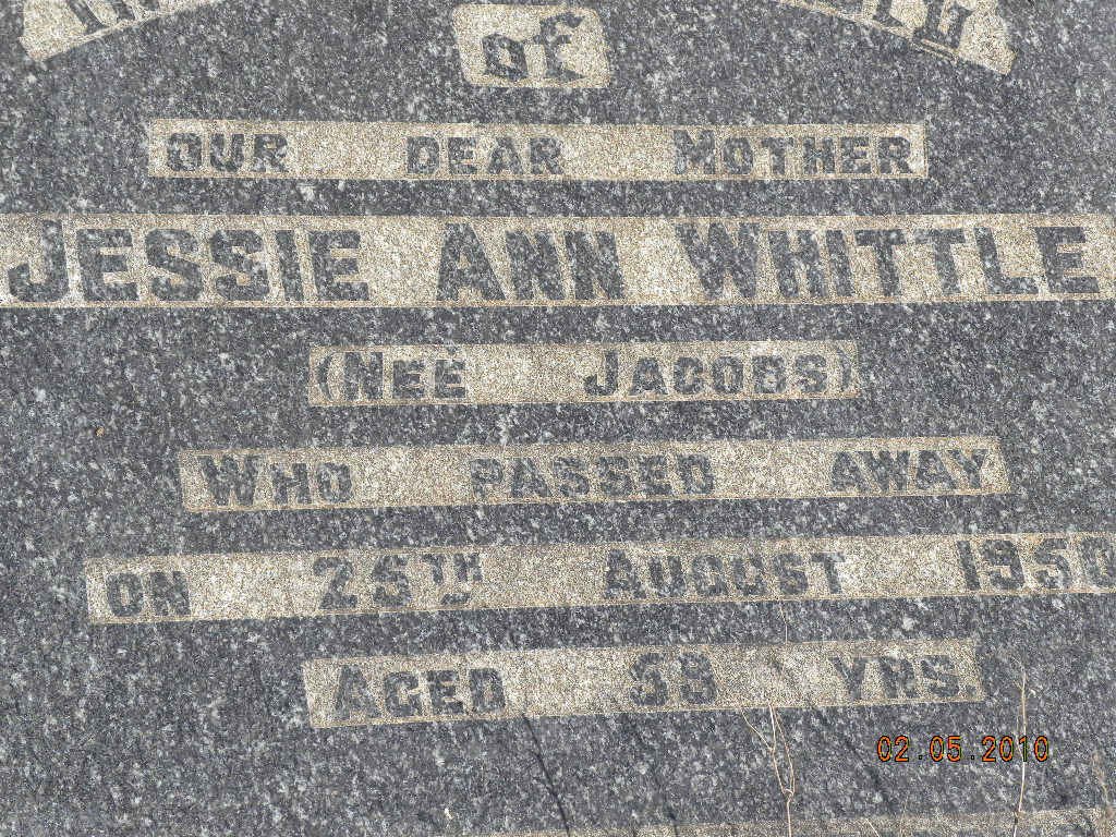 WHITTLE Jessie Ann nee JACOBS -1950