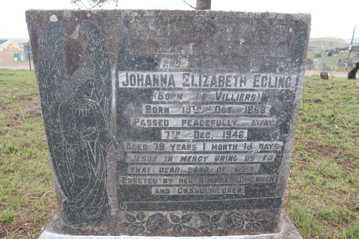 EGLING Johanna Elizabeth nee De VILLIERS -1946